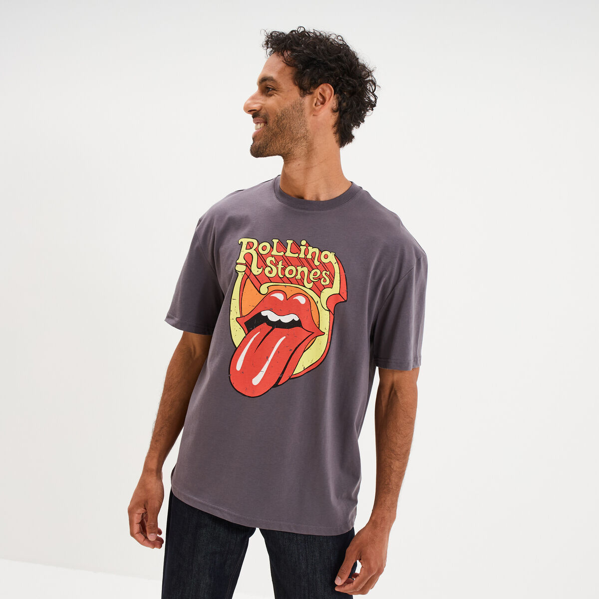 T-shirt manches courtes Rolling Stones gris homme