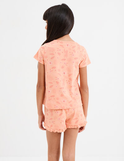 Ensemble pyjama short coton Vaiana rose saumon fille