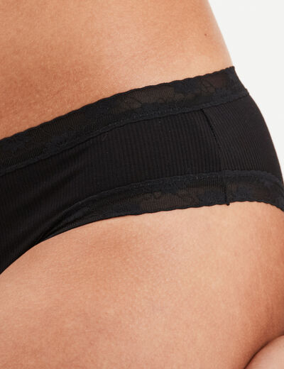 Culotte hipster côtelé avec dentelle noir femme