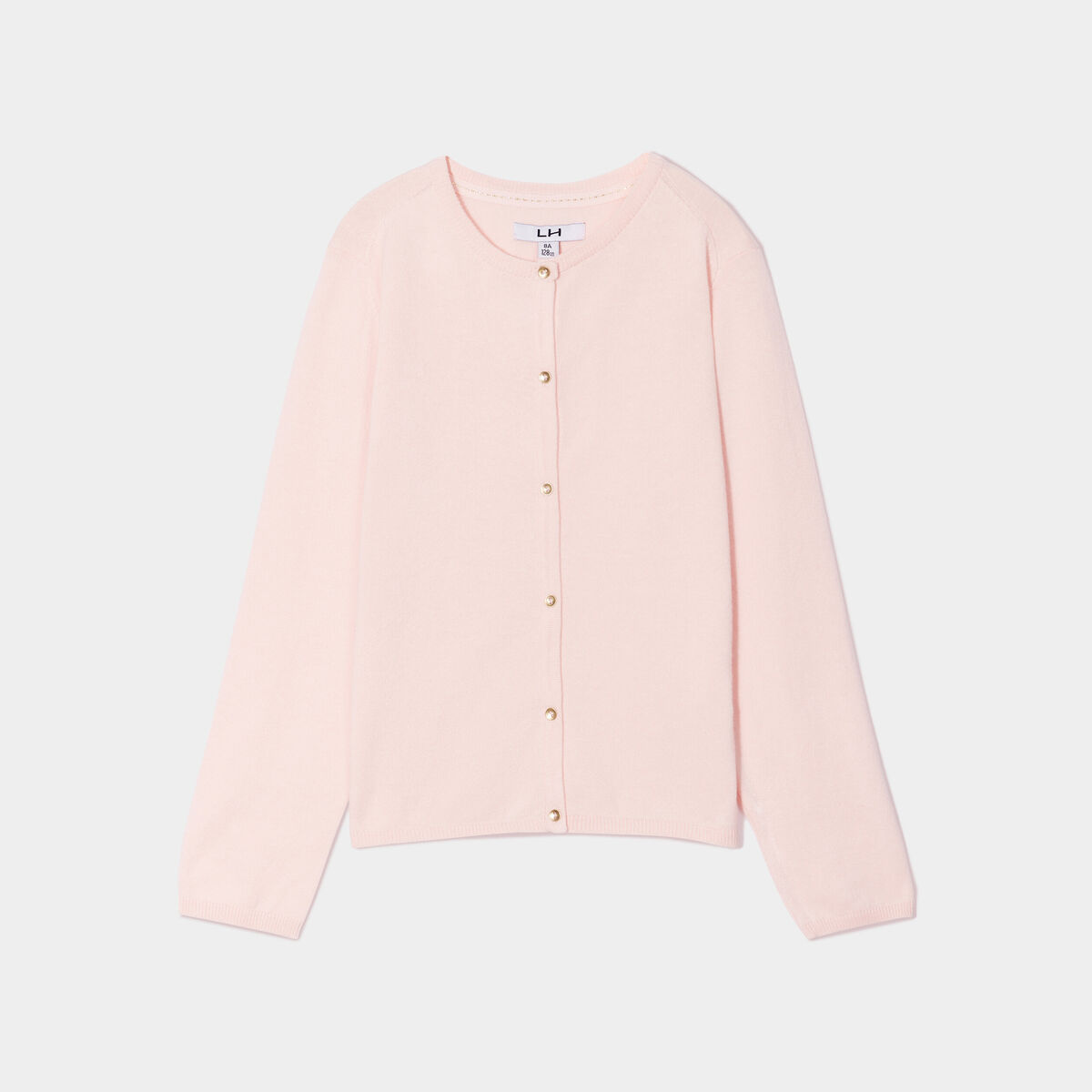 Gilet boutonn&eacute; coton m&eacute;lang&eacute; rose fille