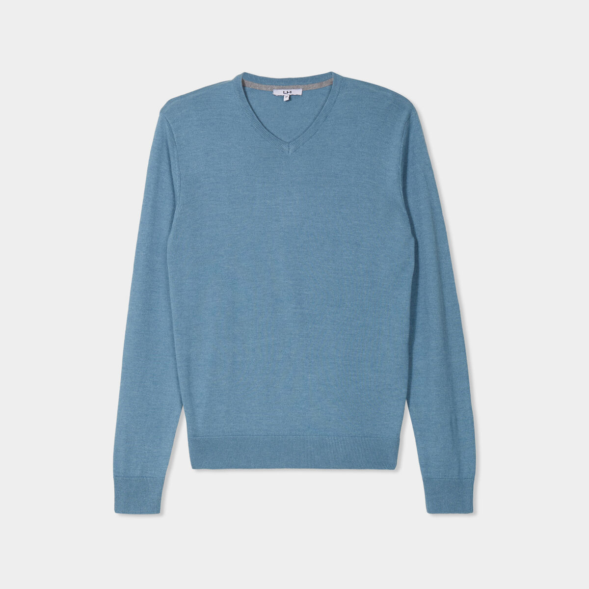 Pull jersey avec col en V gris homme