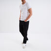 T-shirt col tunisien manches courtes blanc homme