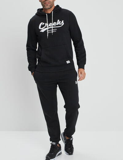 Sweat &agrave; capuche hoodie molleton noir homme