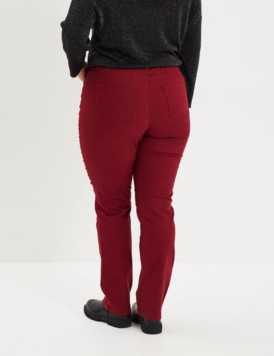 Pantalon straight taille haute Modavista bordeaux femme grande taille
