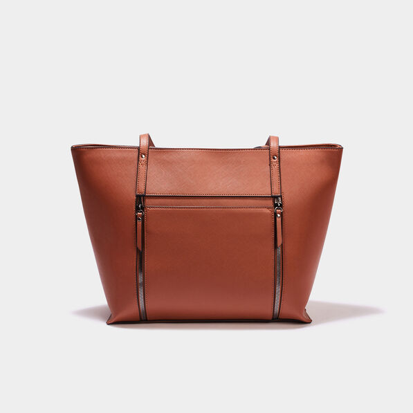 Sac cabas trapèze marron cognac femme