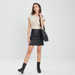 Jupe droite froncée simili cuir noir femme