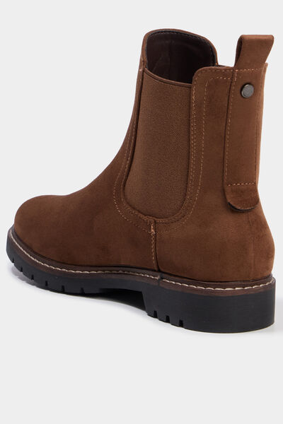 Boots chelsea effet su&eacute;dine marron femme