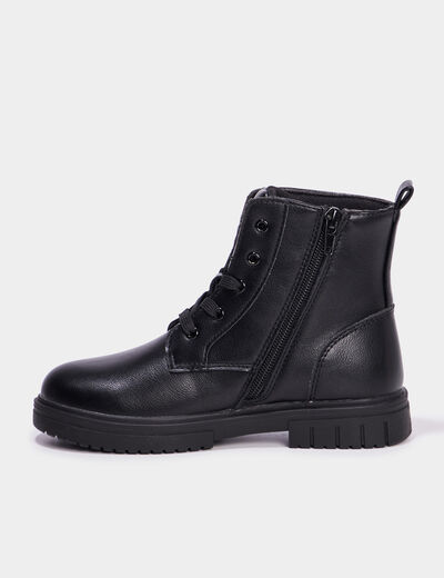Boots &agrave; lacets noir fille