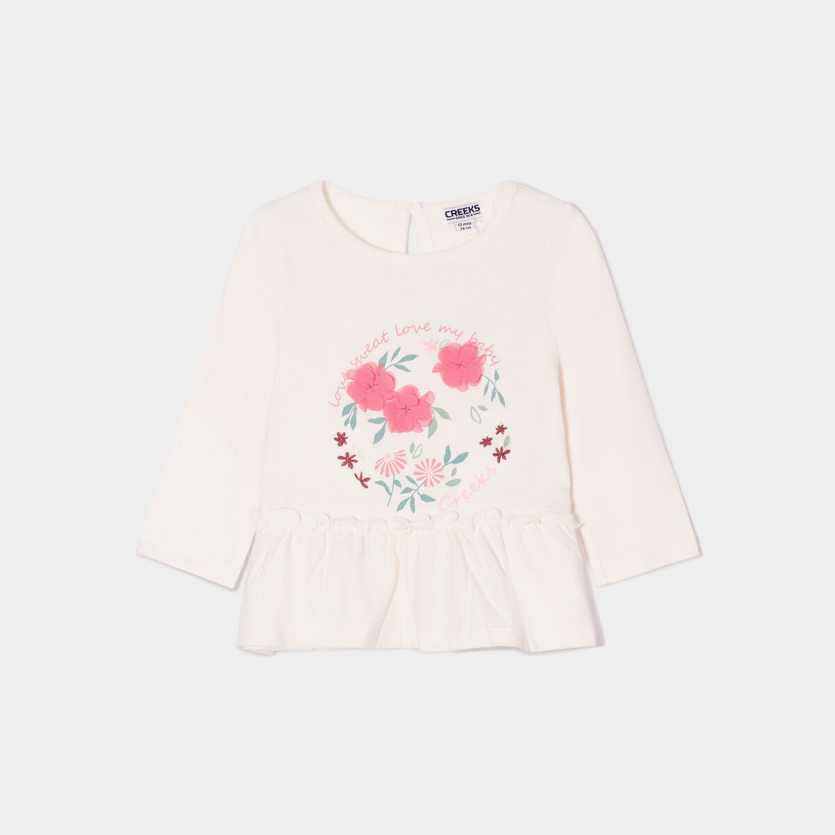T-shirt à volants coton Creeks creme bébé fille