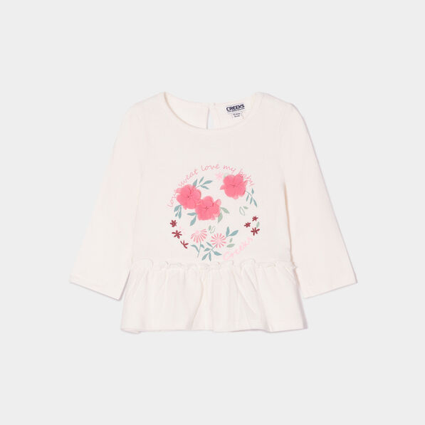 T-shirt à volants coton Creeks creme bébé fille