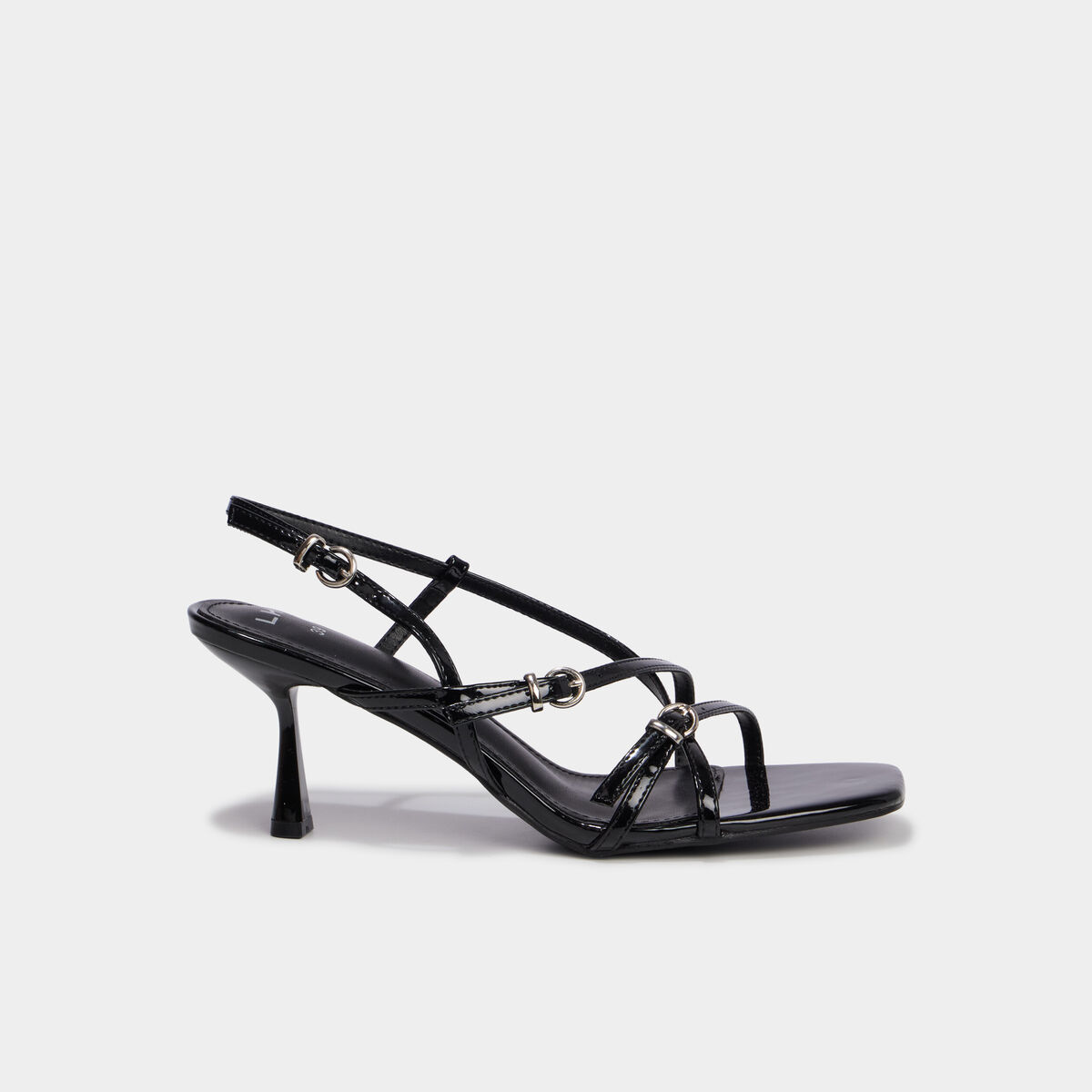 Sandales &agrave; talons kitten heels et brides noir femme