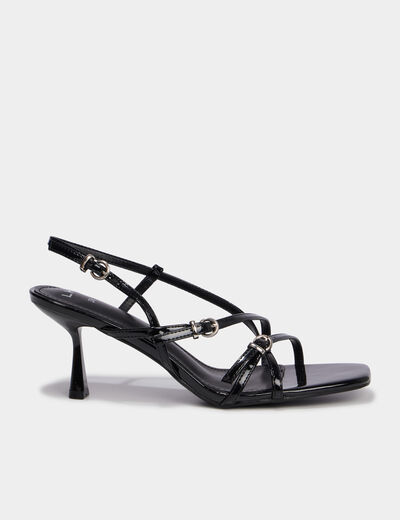 Sandales &agrave; talons kitten heels et brides noir femme
