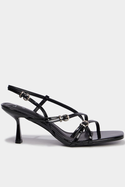 Sandales &agrave; talons kitten heels et brides noir femme