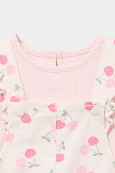 Ensemble robe 3 pi&egrave;ces coton creme b&eacute;b&eacute; fille