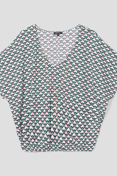 T-shirt col en V bijou Mosquitos vert femme