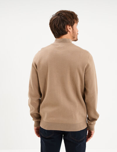 Pull camionneur manches longues taupe homme