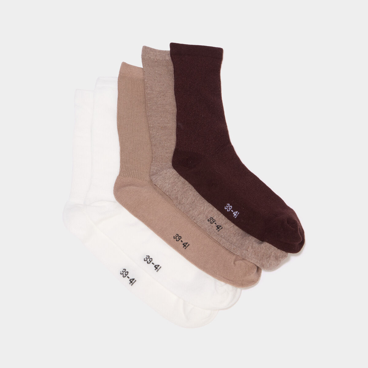 Lot 5 paires chaussettes c&ocirc;tel&eacute;es marron fonc&eacute; femme