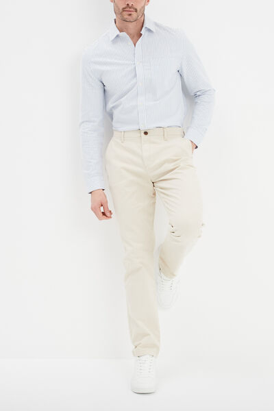 Pantalon chino droit stretch beige homme