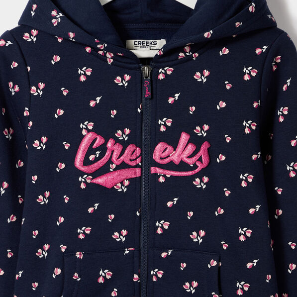 Sweat zippé à capuche Creeks bleu marine fille