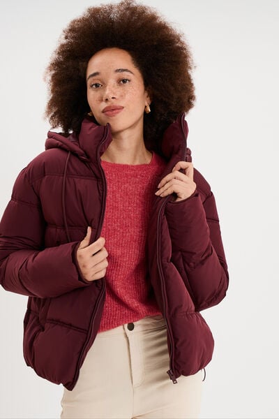 Doudoune &agrave; capuche zipp&eacute;e femme violet fonc&eacute; femme