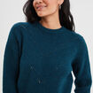 Pull col rond aspect laineux bleu canard femme