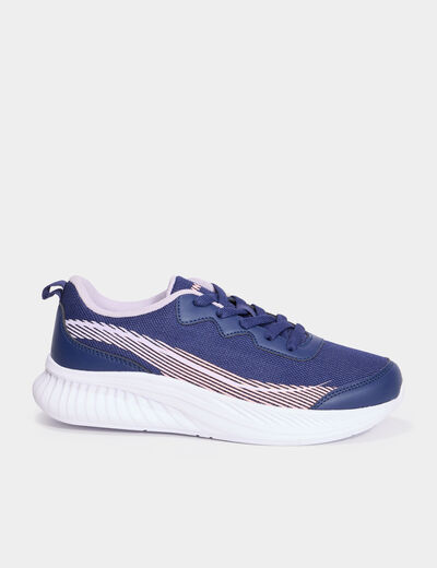 Baskets running à lacets bleu marine fille