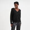 Pull col V &agrave; paillettes et sequins noir femme