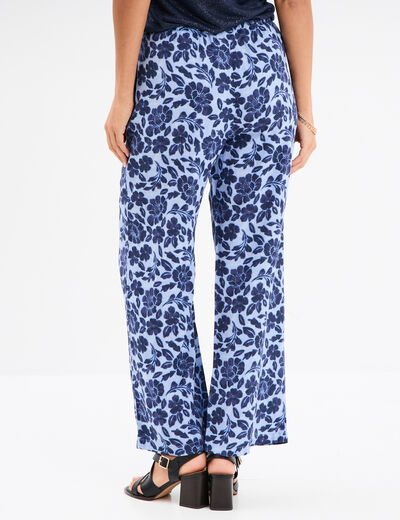 Pantalon fluide à coulisse bleu femme
