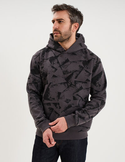 Sweat hoodie &agrave; capuche molleton gris homme