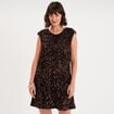 Robe courte &agrave; sequins sans manches marron fonc&eacute; femme