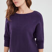 Pull manches 3/4 chauve-souris violet foncé femme