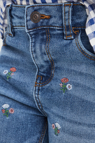 Jeans skinny brodé Creeks denim double stone fille