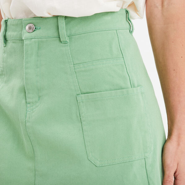 Jupe courte trapèze coton vert fluo femme