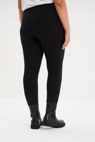 Legging corsaire taille &eacute;lastiqu&eacute;e noir femme grande taille