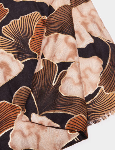 Foulard bords à franges fines noir femme