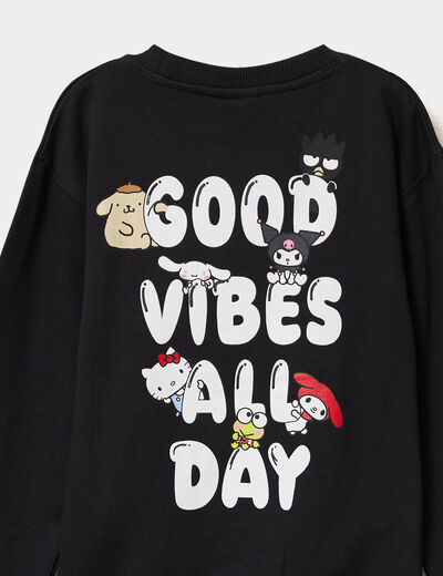 Sweat manches longues Hello Kitty noir fille