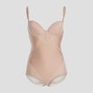 Body effet gainant micro dentelle beige femme