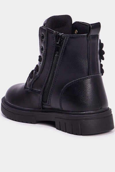 Boots &agrave; lacets noir fille
