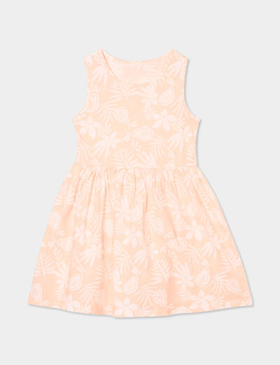 Robe patineuse sans manches coton orange fluo fille