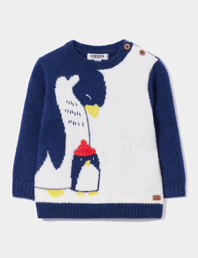 Pull boutonné manches longues Creeks blanc bébé garçon
