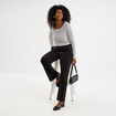 Pantalon droit &agrave; pont taille &eacute;lastiqu&eacute;e noir femme