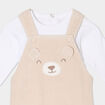 Ensemble t-shirt salopette effet velours beige b&eacute;b&eacute;
