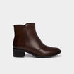 Boots en cuir zipp&eacute;e &agrave; talons marron femme