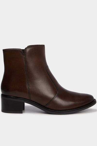Boots en cuir zipp&eacute;e &agrave; talons marron femme