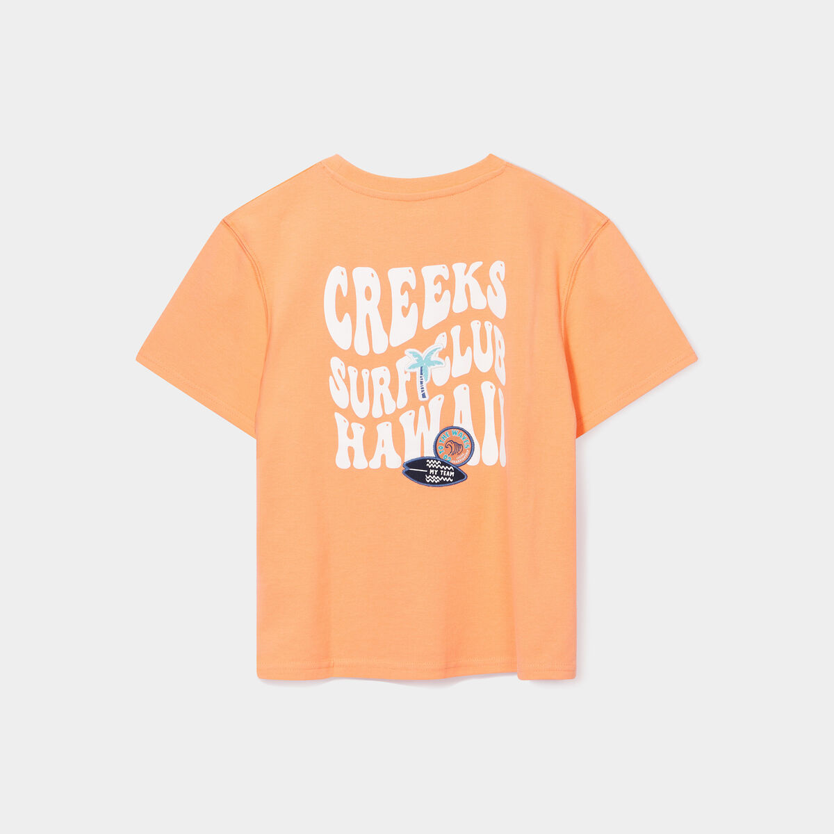T-shirt manches courtes coton Creeks orange corail garçon