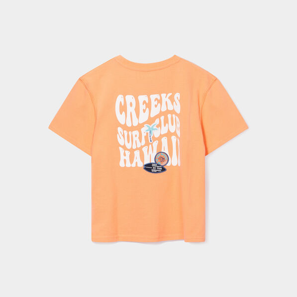 T-shirt manches courtes coton Creeks orange corail garçon