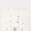 Pantalon brod&eacute; taille ajustable coton creme b&eacute;b&eacute; fille