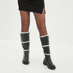 Bottes bandes fausse laine mouton noir femme
