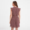 Robe col V plumetis droite ceinturée bordeaux femme