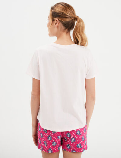 Ensemble pyjama short coton Stitch rose clair femme